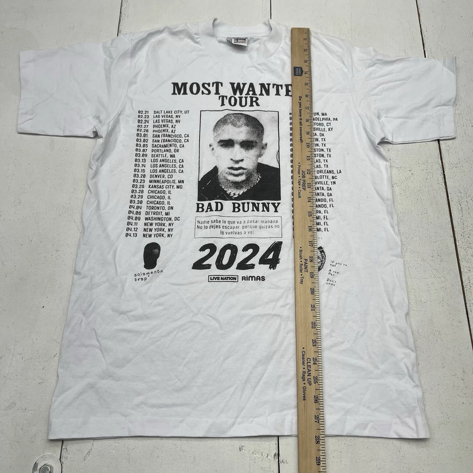 Nikita Super Heavy White Bad Bunny Most Wanted 2024 T Shirt Unisex Adults Small - Image 4 of 4