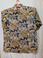 Pierre Cardin Vintage Aloha Shirt, L, Floral Leaf pattern, Excellent Condition