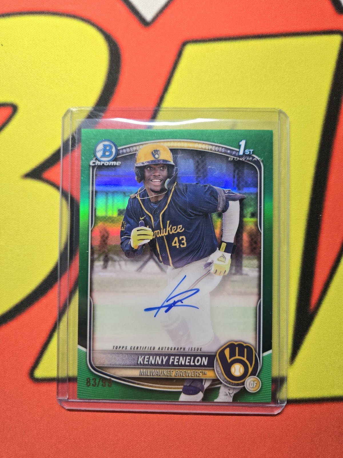 2025 Bowman Chrome Kenny Fenelon 1st Green Refractor Autograph /99 Auto 