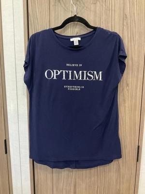 Amisu womens sleeveless blue t shirt optimism size xs