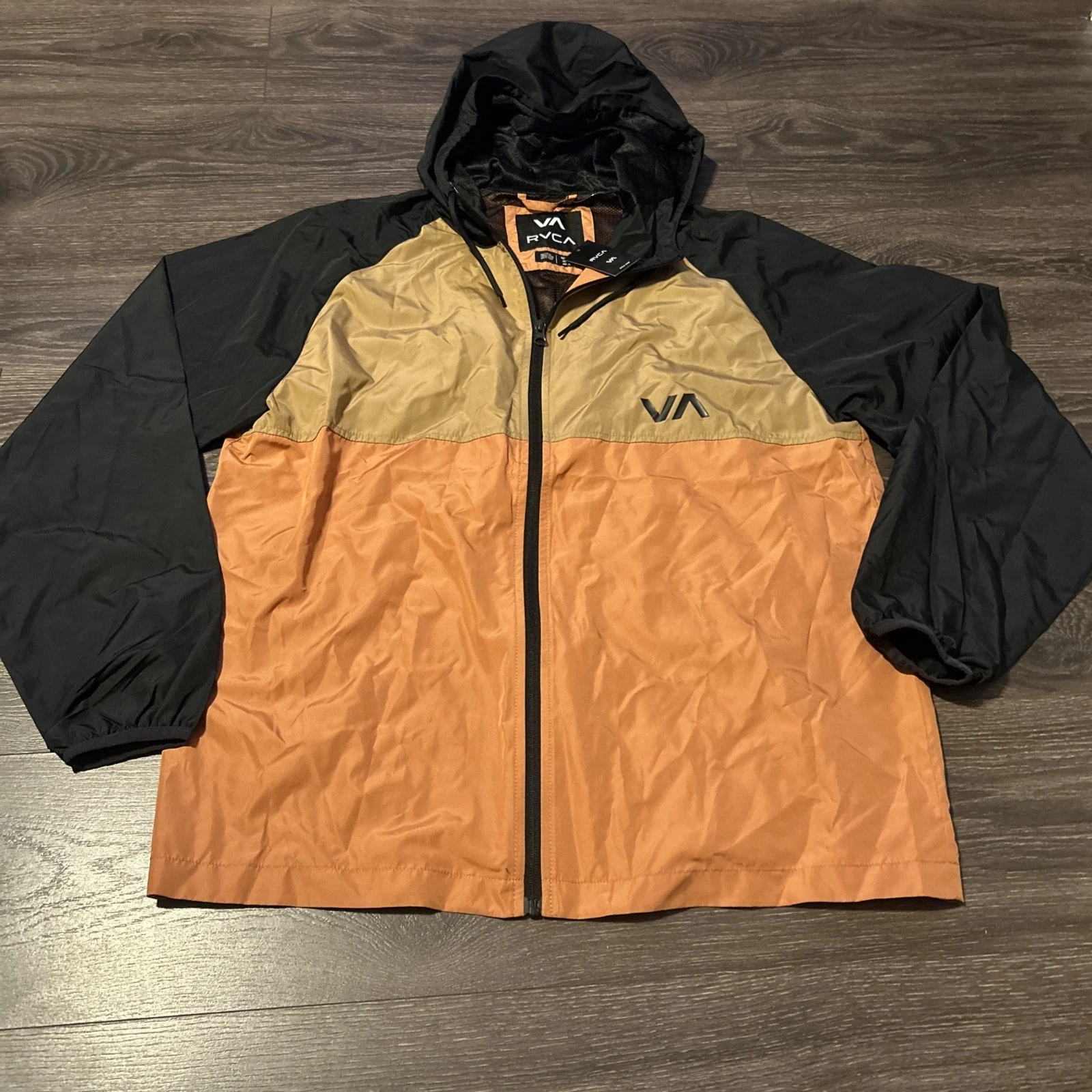 RVCA Windbreaker Hoodie Ryder Jacket Size XL NWT Outdoor Lightweight MMA Orange