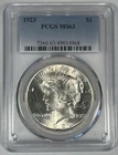 1923 Peace Silver $1 Dollar Coin PCGS MS 63