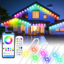 Wior 50 Ft Permanent Outdoor Lights IP67 Waterproof Smart RGB LED Eave Lights...