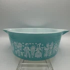 Vintage Pyrex Amish Butterprint 2.5 Qt. Casserole Turquoise #475 No Lid - Nice