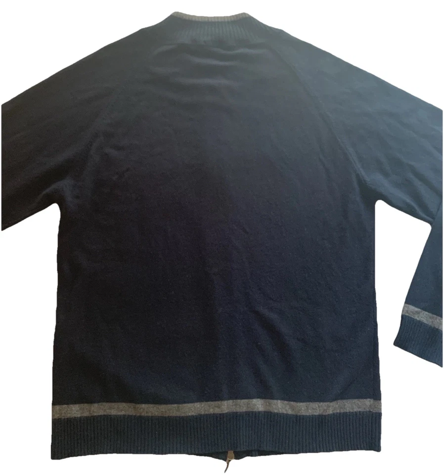 Men’s Zip Up Sweater Armani Collezioni Size XL Navy & Grey - Image 2 of 4