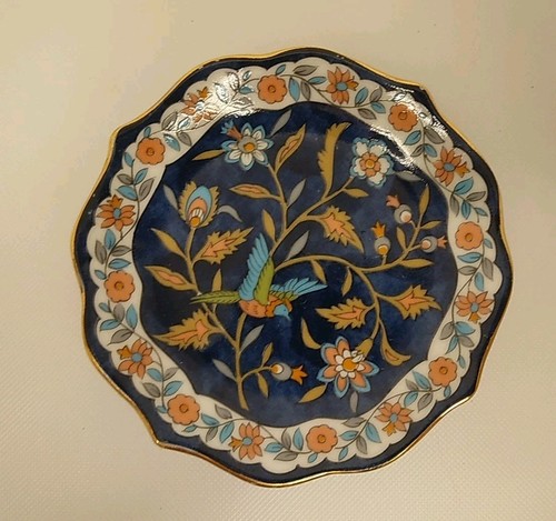 3 Takahashi Hand Decorated Plates 3.5" Red, Orange, Blue USED SRATCHES SEE PICS - Picture 3 of 10