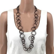Daisy Fuentes Necklace Bronze Adjustable Length Chunky Long Length 34 Inch NEW