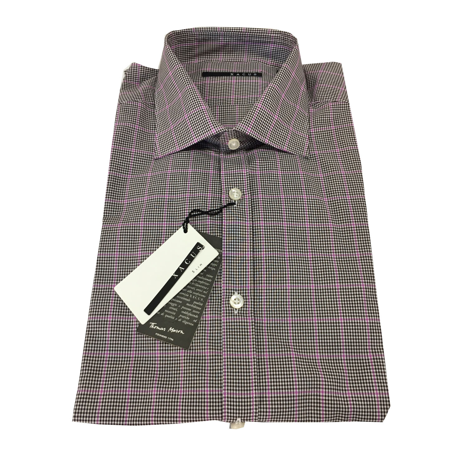 ЖАКУС камисия уомо квадри моро/глицин из 100% хлопка THOMAS MASON приталенный крой