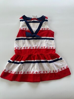 VTG Florence Eiseman 2T Toddler Red White Blue Nautical Dress