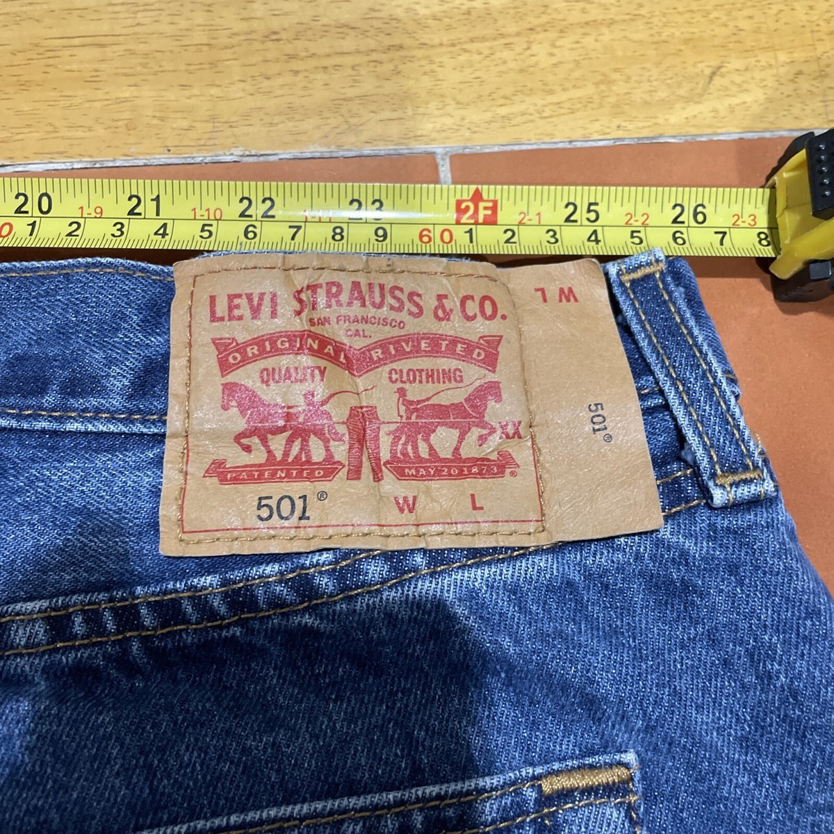 【確認用】Levi's 501 ケミカルWストライプ WL34 USA USED 90年代 USA製 Levi's リーバイス 501-0109 ストレートデニムパンツ