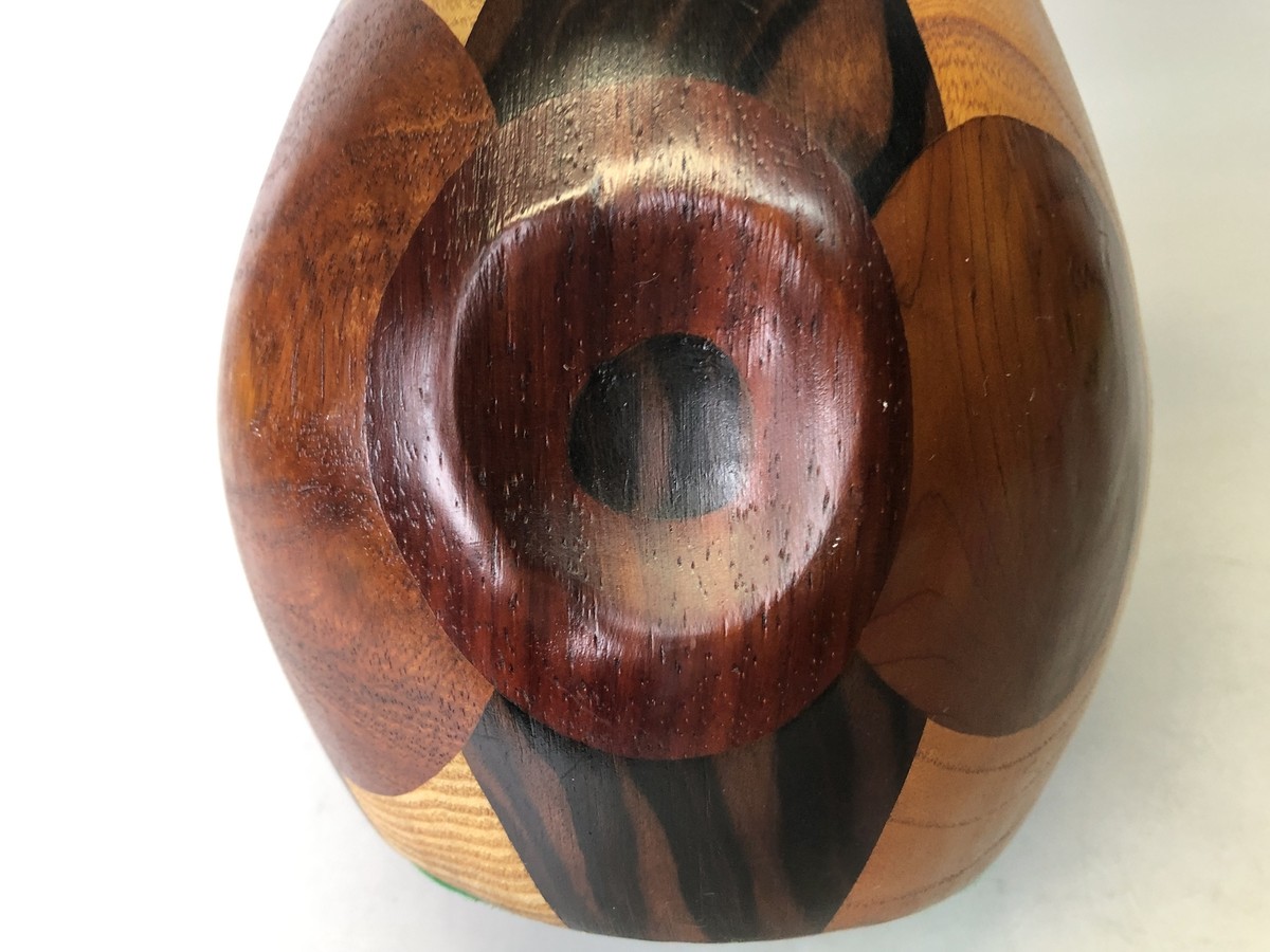 Y7797 FLOWER VASE wooden parquet modern art Japan ikebana