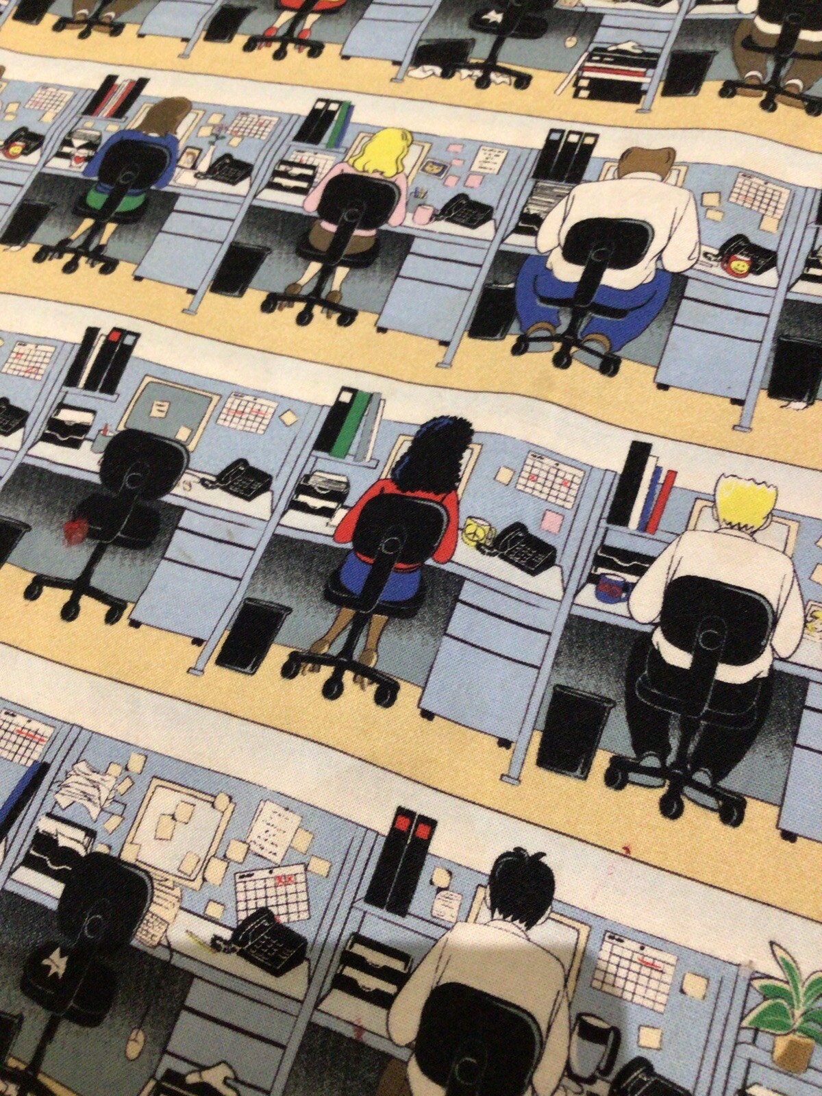 Vintage Fabric "Daily Grind" Character Print by Michael Miller, 40.5" x 31"  8