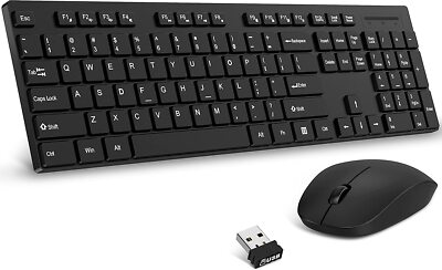 Wireless Keyboard and Mouse Combo, Slim Quick Lag-Free 2.4GHz Cordless Full Size