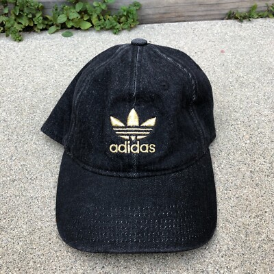 ADIDAS ORIGINALS Trefoil Denim Hat Men's Black Adjustable Cap