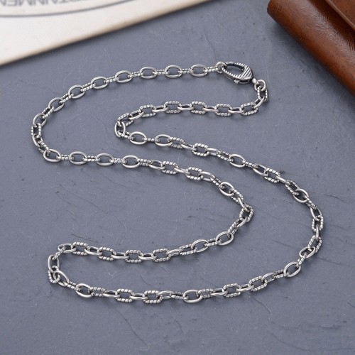 Real Solid 925 Sterling Silver Chain Men Women Twill Oval Cable Link Necklace - Bild 6 von 13
