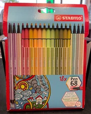 STABILO Premium Felt Tip Pen - Pen 68 - Wallet of 18 - Assorted Colors