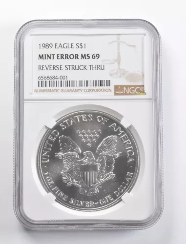Mint Error MS69 1989 American Silver Eagle REV Struck Thru NGC *5808