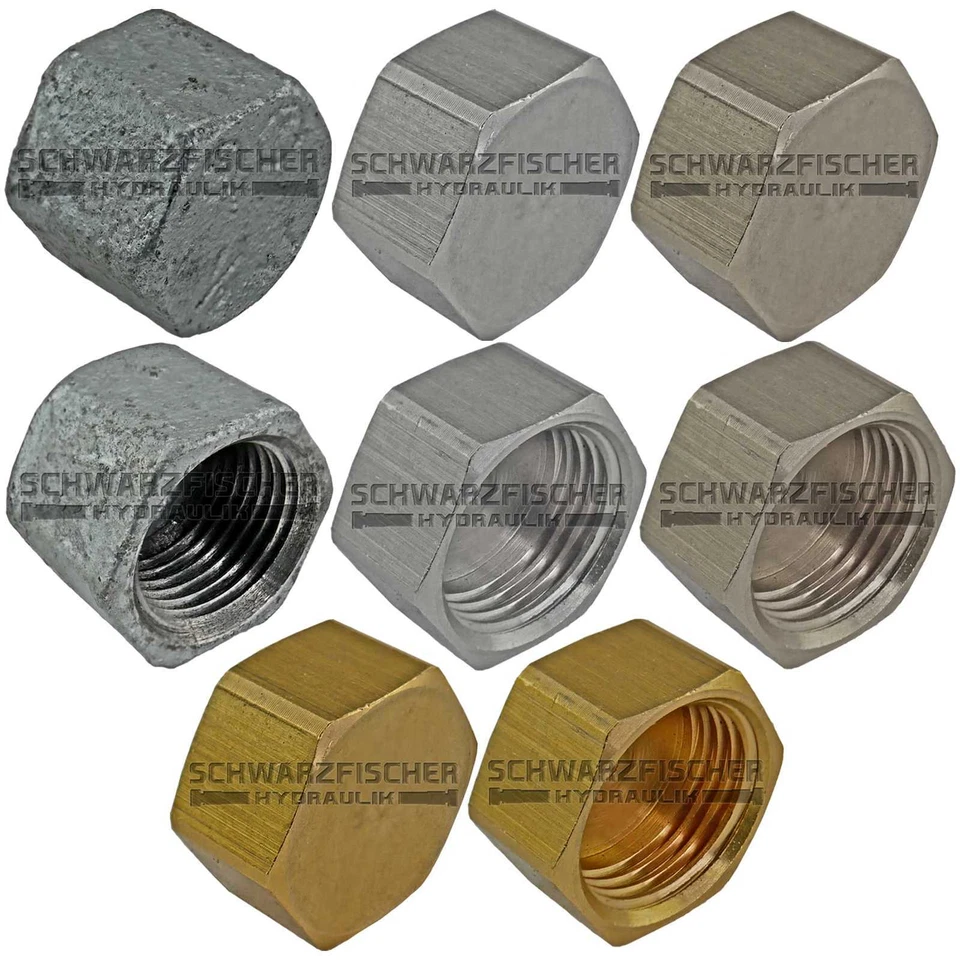 SCHWARZFISCHER HYDRAULIK Tapones con rosca interior, latón, niquelado, fundición a temperatura, acero inoxidable