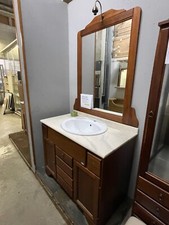 MOBILE BAGNO  ARTIGIANALE MADE IN ITALY IN ARTE POVERA CON TOP  IN MARMO