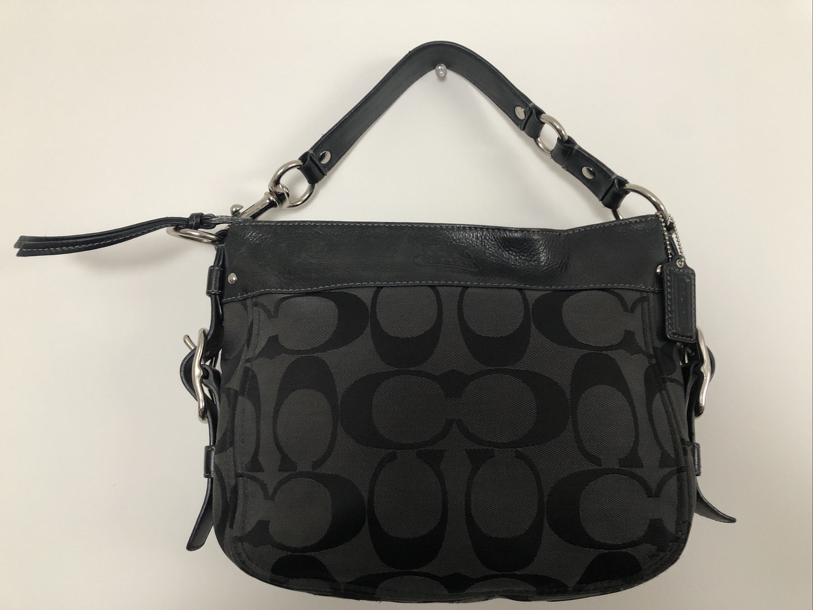 COACH signature large ZOE black Hobo Shoulder Bag log… Gem