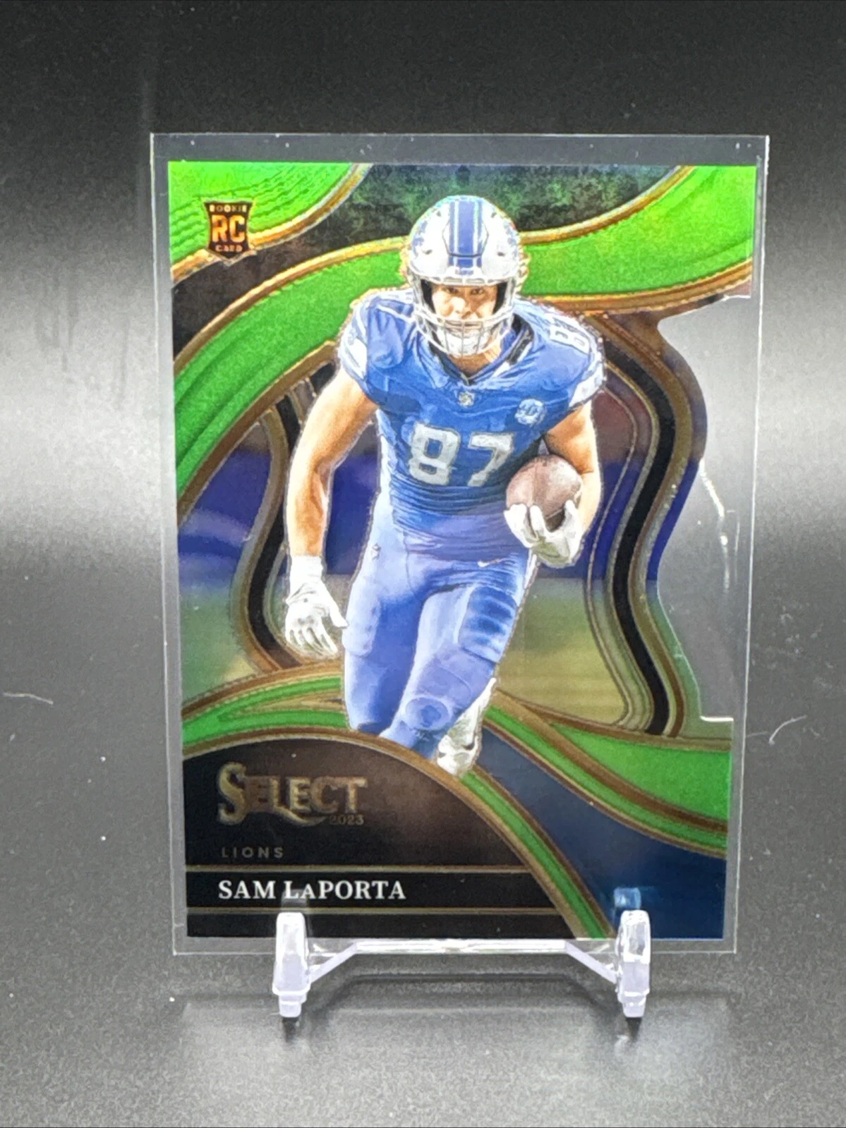 2023 Sam LaPorta Panini Select Club Level Neon Green Prizm Die Cut SP RC /499
