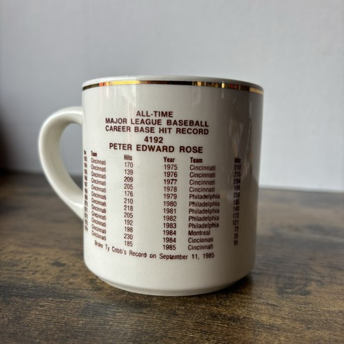 Vintage Pete Hustle Rose 1957 Major League Baseball Hit Record 4192 Coffee Mug - Picture 9 of 13