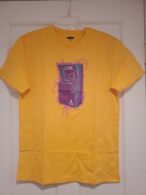 New Atari 2600 Pong Arcade Game Lover Mens Large Yellow Gaming T-Shirt