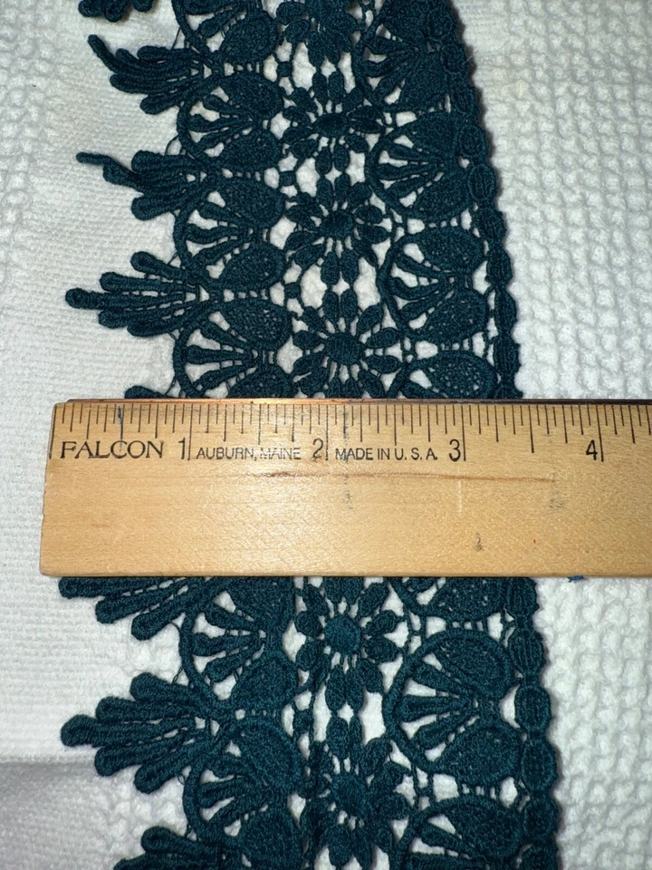 VENIS de algodón verde azulado de 4,3 yardas festoneado con ribete victoriano encaje 3,5" de ancho Foto 2 de 2