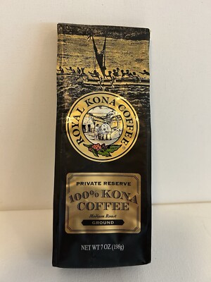 Royal Kona 100% Hawaiian Ground Private Reserve Medium Roast 7oz Bag Bb 7/2025