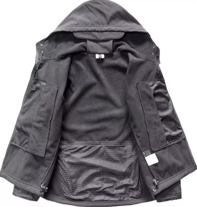 Men Tactical Jacket Soft Shell Waterproof Coat Fleece Lined Zip Up 