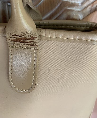 LONGCHAMP Roseau Nylon w/Leather Trim Tote Handbag in Beige - Picture 8 of 9