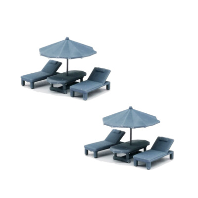 Outland Models Railway Layout Deck Chair and Umbrella Set 1:87 HO Scale