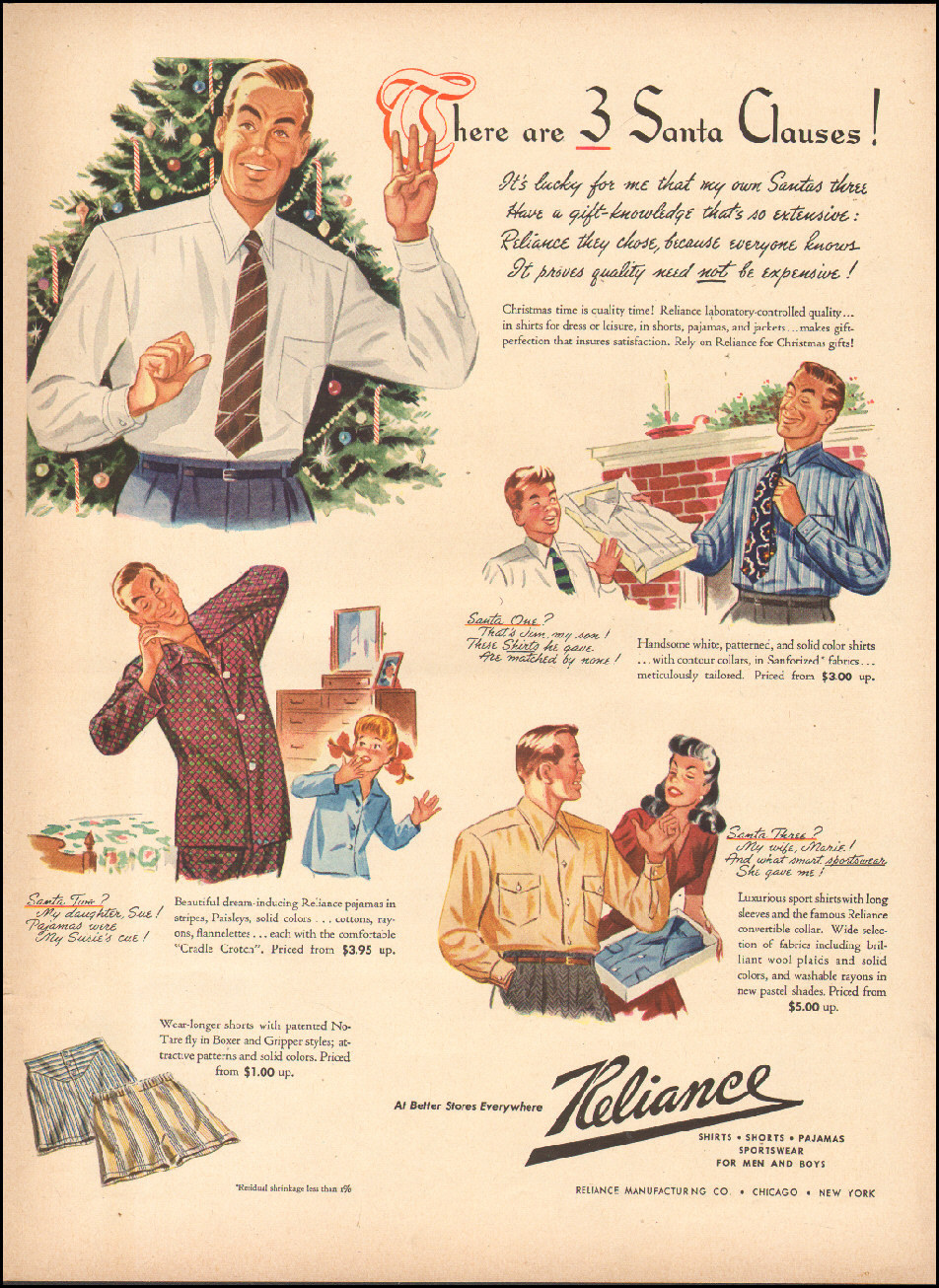 1947 Vintage ad for Reliance Manufacturing Co. `art retro shirts, shorts  120517