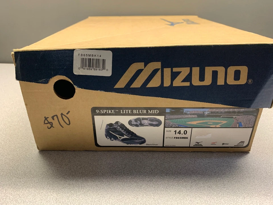 Chuteiras de beisebol Mizuno 9-Spike Lite Blur médio--tamanho 14 estilo: FB65MBK - Imagem 4 de 4