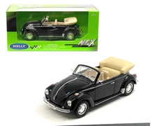 Welly 1:24 Volkswagen Beetle Convertible Black Diecast Model Car 22091BK