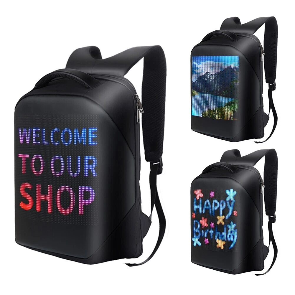 Women Men LED Backpack Display Laptop Bag Smart Light Multi-function  Waterproof