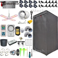 48"x48"x80" Grow Tent Kit w/LED Full Spectrum Grow Light +Ventilation Inline Fan