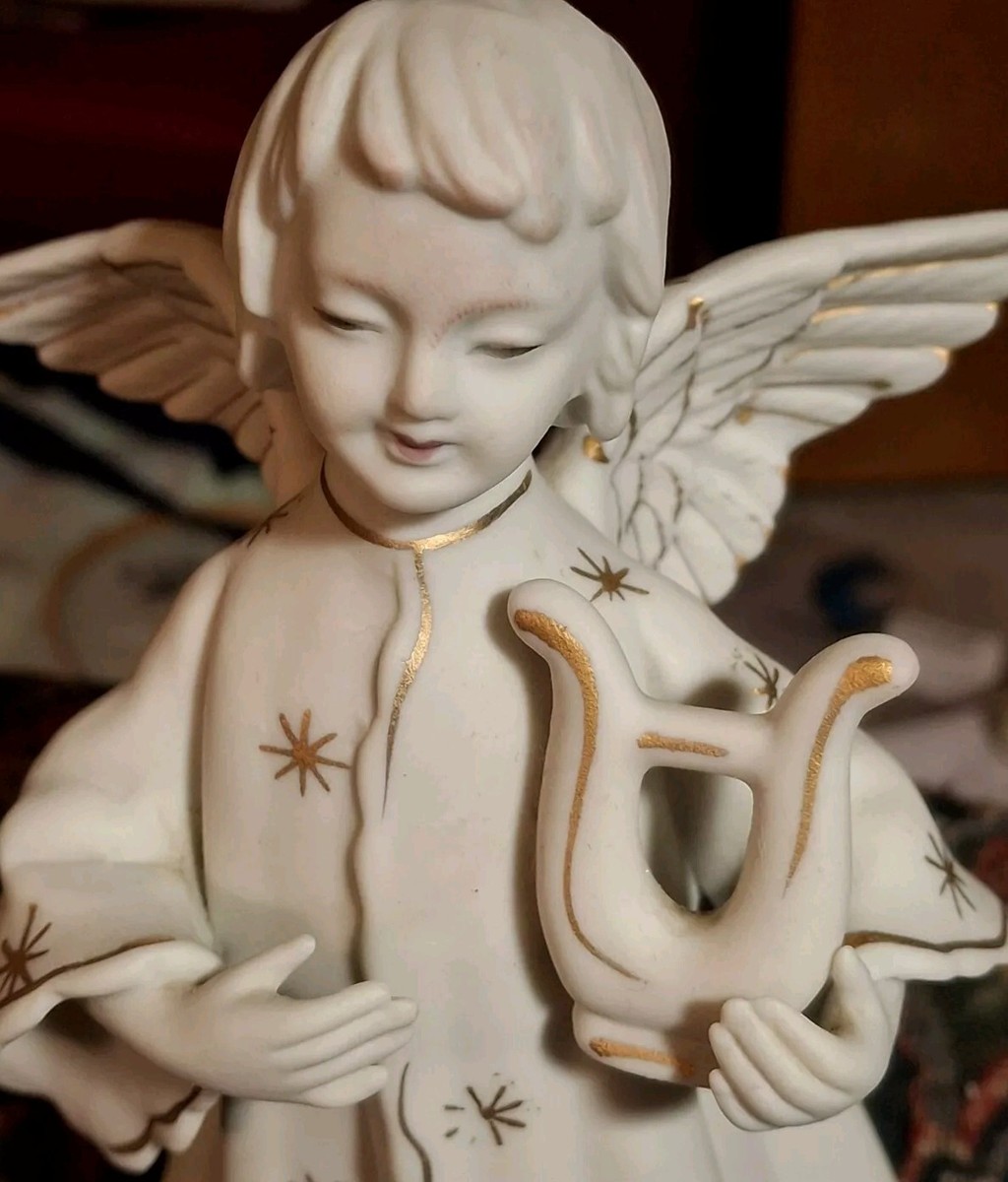 Vintage Schmid Angel Music Box Rotating 1960s Japan Porcelain