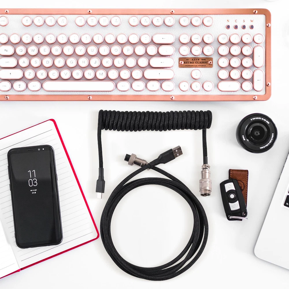 Mechanical Keyboard Cable Aviation Plug Data Cable Keyboard Accessories for PC