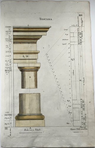 1676 J.J. Sandrart, Collin, Architecture, Tuscan Column - Picture 2 of 2