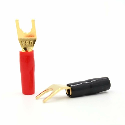 8pcs Gold Plated Spade Terminal Connector Plug for HiFi Audio Speaker Cable DIY - Picture 1 of 6