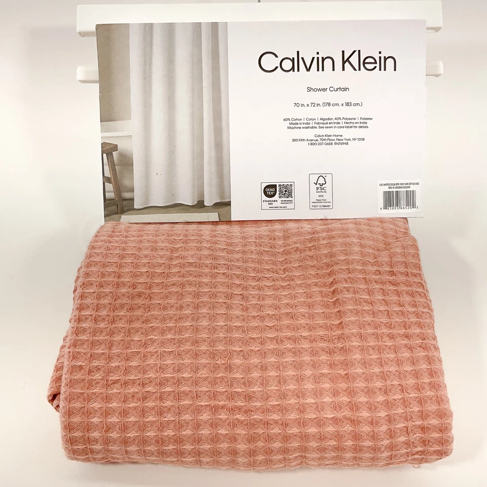 Calvin Klein 72 x 72 Pink Fabric Shower Curtain Luxurious New - Imagem 3 de 4