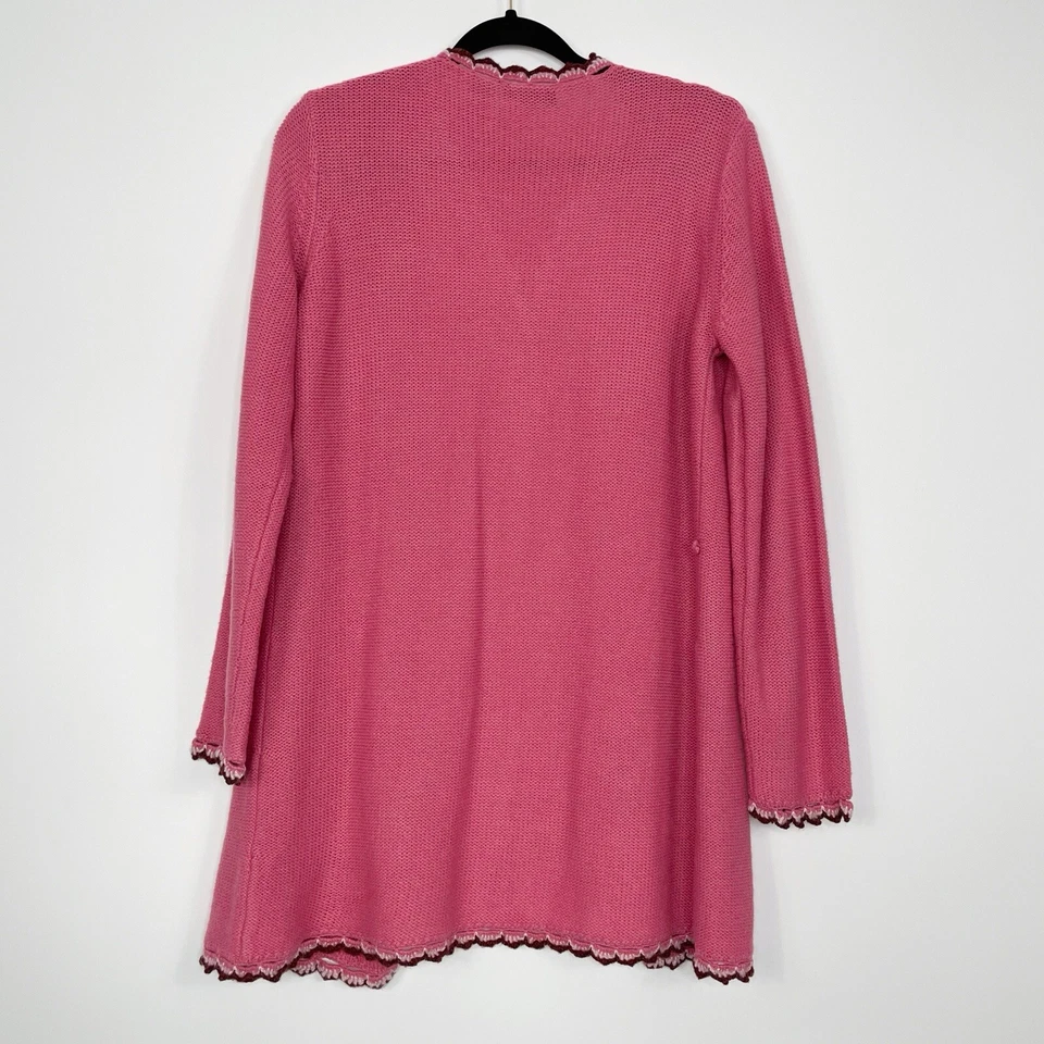 De Colección Relatividad Cárdigan Suéter Mujer M Rosa Crochet Ribete Cottagecore Coqueta Foto 3 de 4