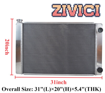 3-Rows Radiator Universal Double Pass Overall Size: 31''(L)x20''(H)x5.4''(THK)