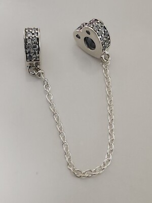 AUTHENTIC PANDORA SPARKLING ARC OF LOVE SAFETY CHAIN #797138CZ-05