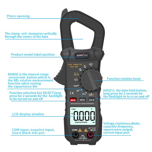 Portable Pocket Multimeter 6000 Counts True RMS Digital Clamp Meter Z5U7 - Picture 11 of 12