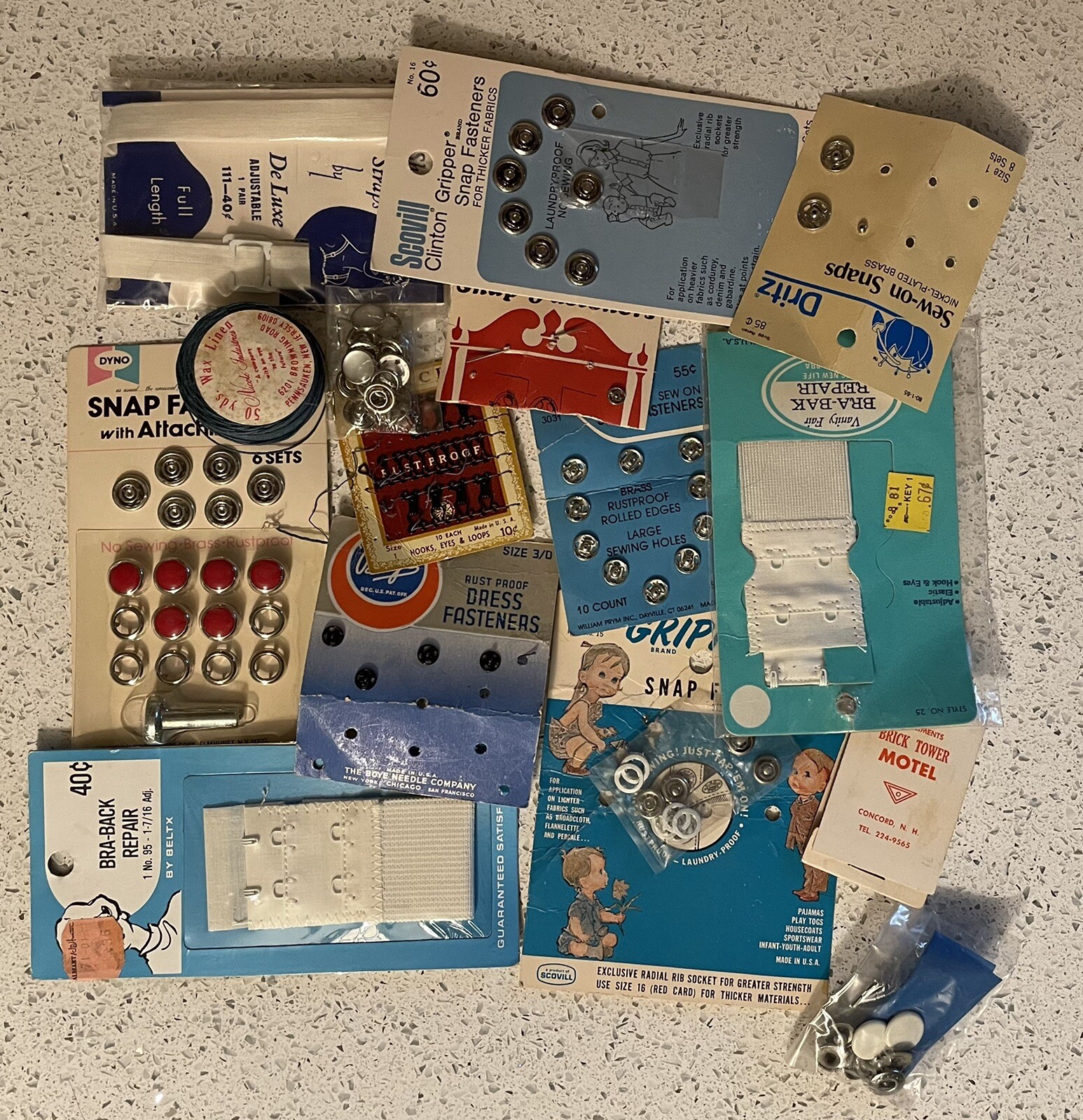 Vintage Sewing Notions Lot Snap Fasteners, Needles, Braback Repair