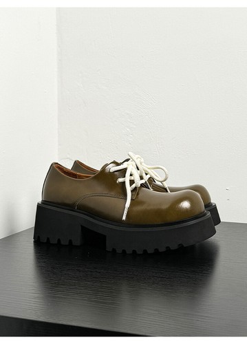 Verde Informal Creeper Tacones Gruesos Zapatos de Cuero para Hombres Zapatos Británicos Punta Redonda Talla - Imagen 15 de 17