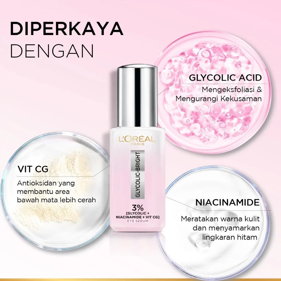 Suero para ojos L'Oreal Paris glicólico brillante círculo oscuro 20 ml aplicador Boba Foto 2 de 4