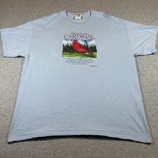 Cardinal Bird Shirt Adult Extra Large Blue Nature Outdoors Spell Out Mens